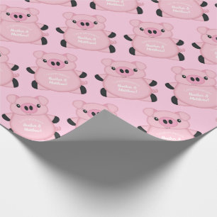 Pig Baby Shower Farm Pink Girl  Wrapping Paper