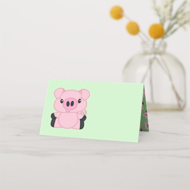 Pig Baby Shower Farm Place Card (Front)