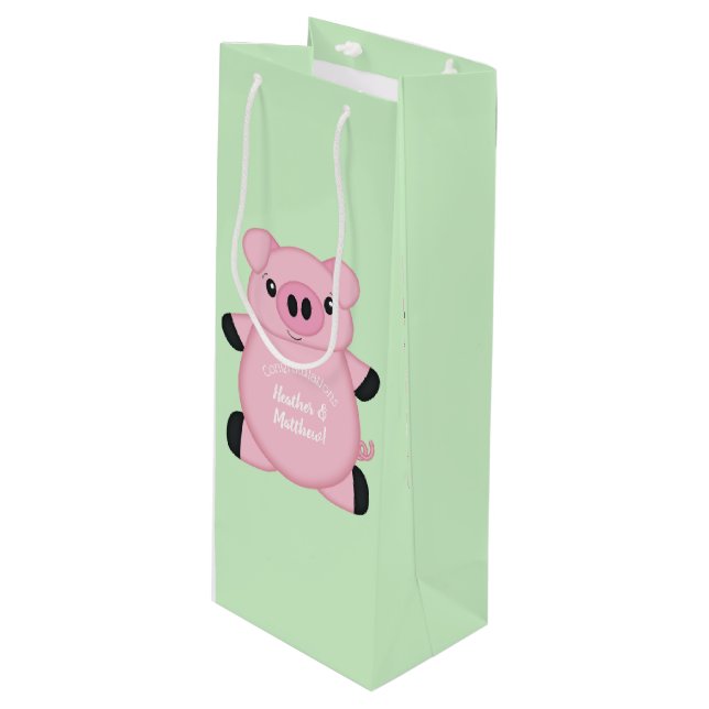 Pig Baby Shower Farm Wine Gift Bag (Front Angled)