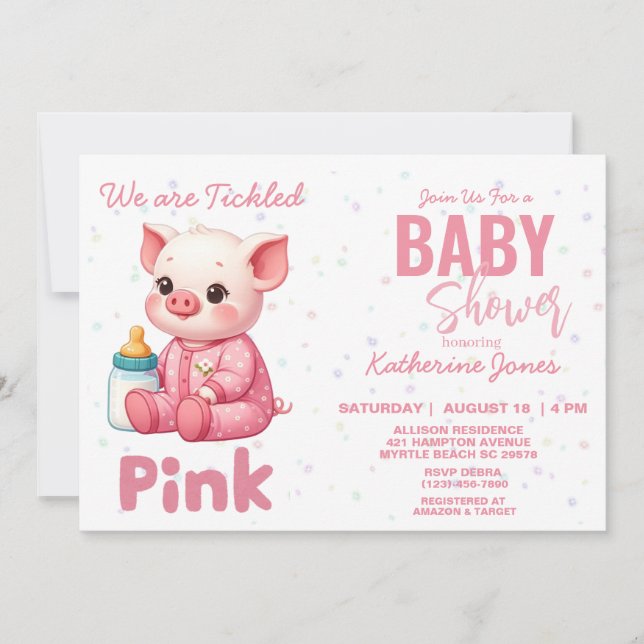 Pig Baby Shower Pink Girl Farm Invitation (Front)