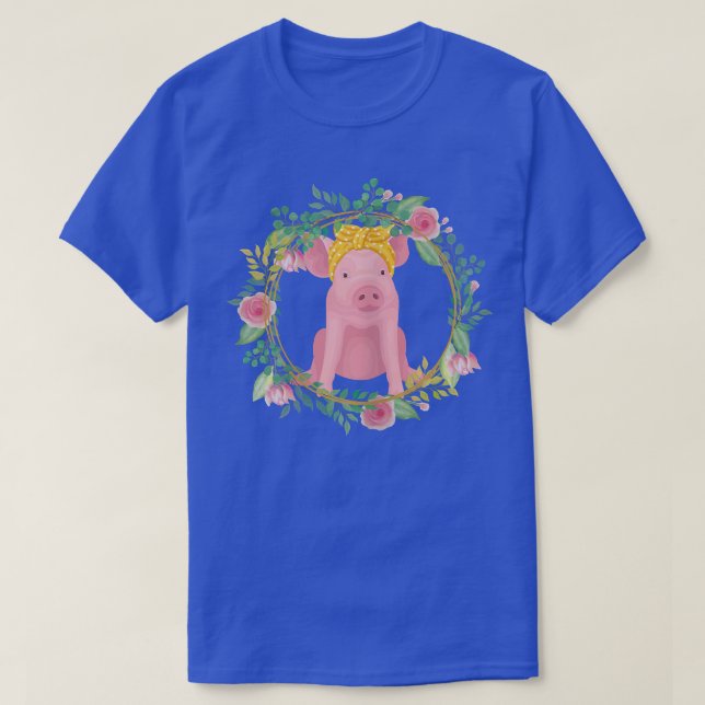 Pig Bandanna Flower Pig Mum Pig Lady Pig Owner  T-Shirt (Design Front)