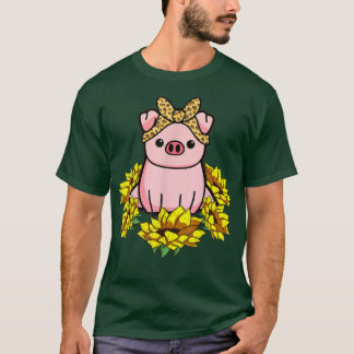 Pig Bandanna Sunflower  T-Shirt