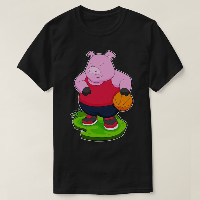 Pig Basketball player Basketball T-Shirt (Design Front)
