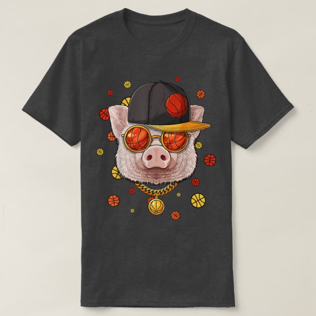 Pig Basketball Team Farmer Bball Player Coach Spor T-Shirt (Design Front)