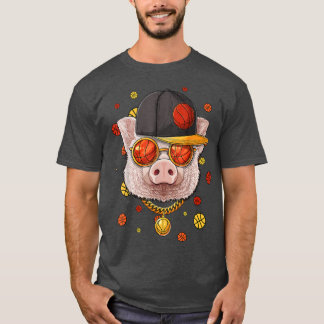 Pig Basketball Team Farmer Bball Player Coach Spor T-Shirt