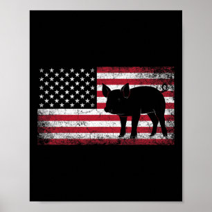 Pig Bbq Farmer Farm 4th Of July American Flag Usa Poster