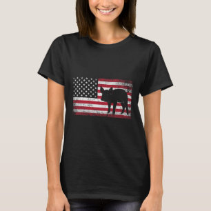 Pig Bbq Farmer Farm 4th Of July American Flag Usa T-Shirt