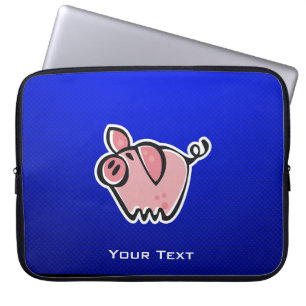Pig; Blue Laptop Sleeve