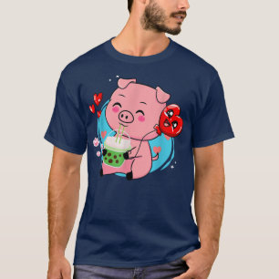 Pig Boba Tea Bubble Tea Kawaii Anime Japanese Neko T-Shirt