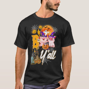 Pig Boo Yall Pumpkin Ghost Spider Halloween Pig T-Shirt