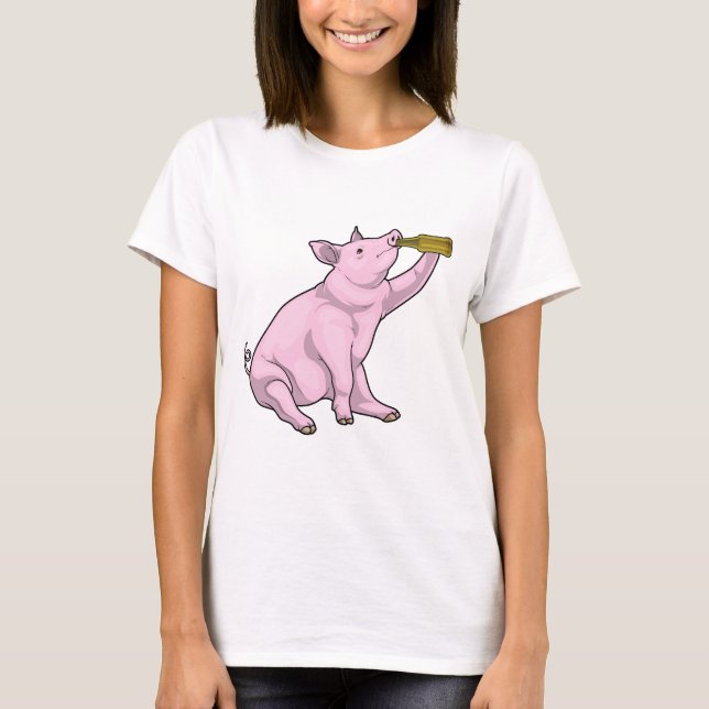 Pig Bottle Beer T-Shirt (Front)