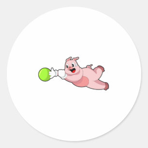 Pig Bowling Bowling ball Classic Round Sticker