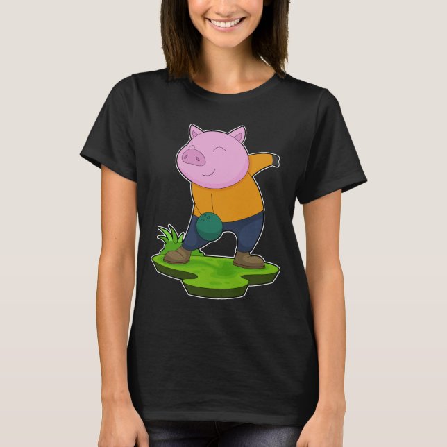 Pig Bowling Bowling ball Sports T-Shirt (Front)