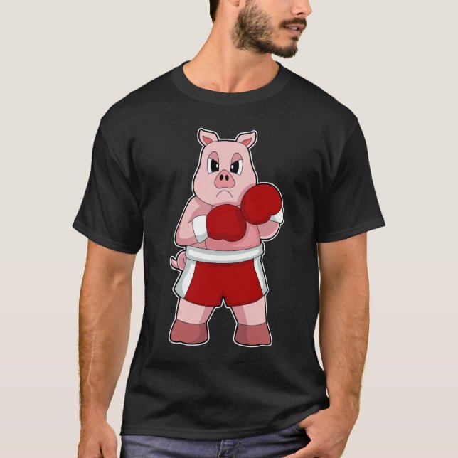 Pig Boxer Boxing gloves Boxing T-Shirt (Front)