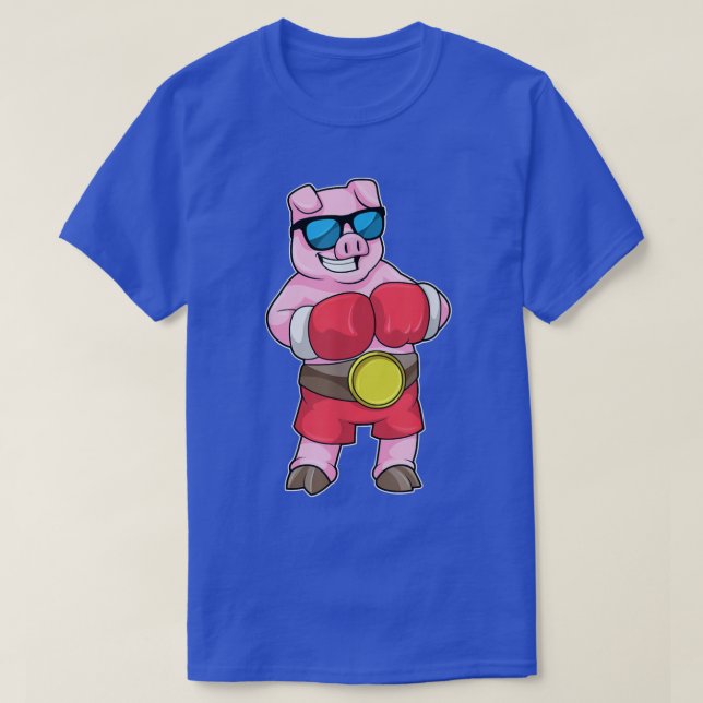 Pig Boxer Boxing gloves Sports  T-Shirt (Design Front)