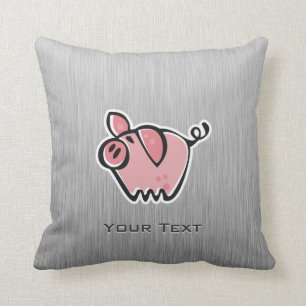 Pig; Brushed metal look Cushion