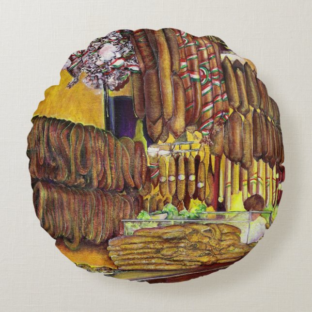 Pig, Budapest Round Cushion (Front)