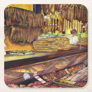 Pig, Budapest Square Paper Coaster
