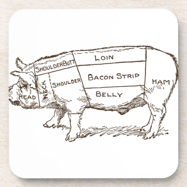 Pig Butcher Chart (3) Coaster (Front)