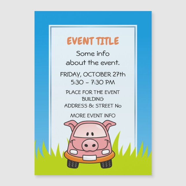 Pig Cartoon Car (Front)