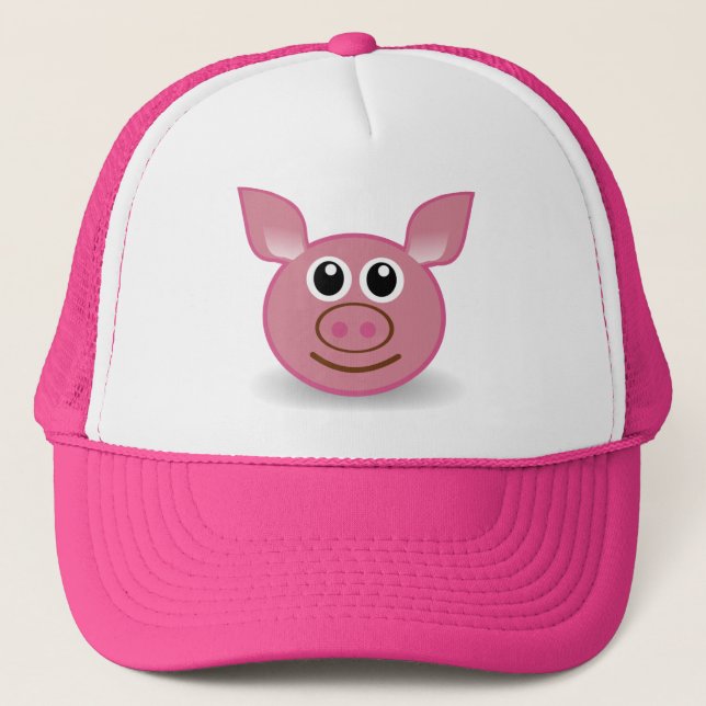 Pig Cartoon Face Trucker Hat (Front)