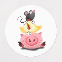 Pig Chick and Mouse Friends Labels - Funny