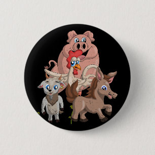 Pig Chicken Goat Horse Farm Squad Kids Gift Funny 6 Cm Round Badge