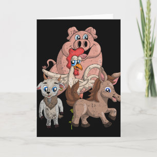 Pig Chicken Goat Horse Farm Squad Kids Gift Funny  Card