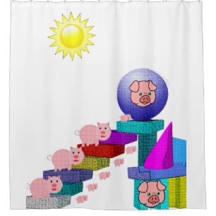 Pig children's shower curtain