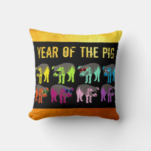 Pig Chinese New Year Zodiac Birthday Square Pillow