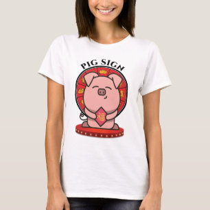 Pig Chinese Zodiac Sign Women White T-Shirt