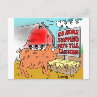 PIG / CHRISTMAS CARTOON GIFTWARE HOLIDAY POSTCARD