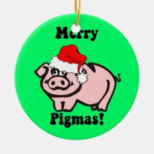 pig Christmas Ceramic Ornament
