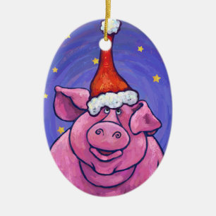 Pig Christmas Ceramic Tree Decoration