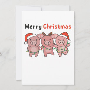 Pig Christmas Cute Pigs Merry Christmas Holiday Card