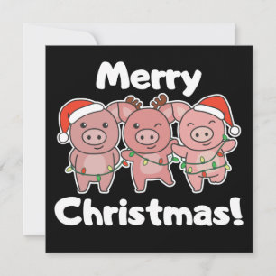 Pig Christmas Cute Pigs Merry Christmas Invitation