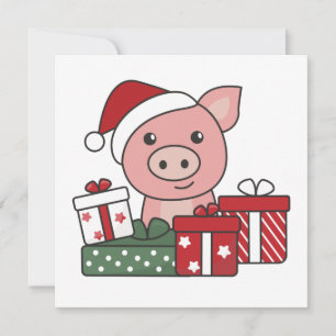 Pig Christmas Gift Winter Animals Pigs Invitation
