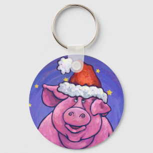 Pig Christmas Key Ring