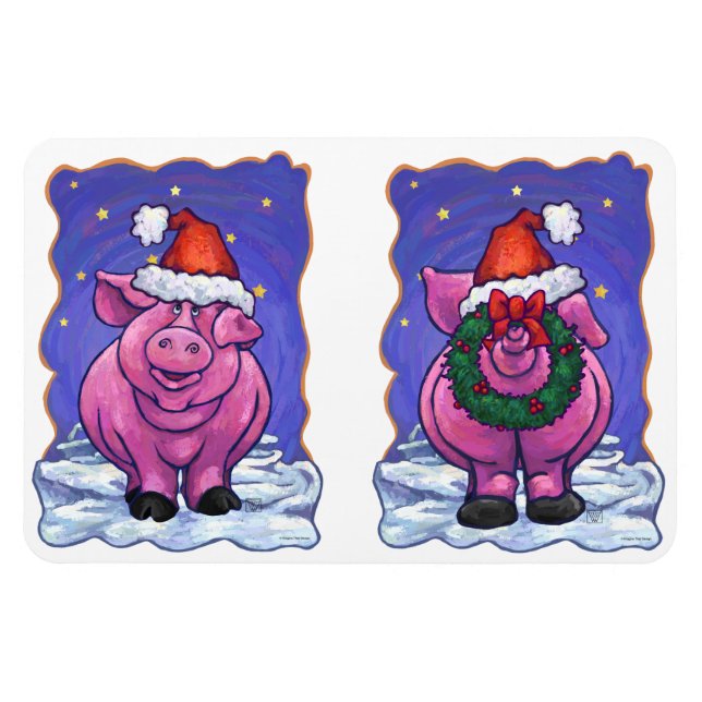 Pig Christmas Magnet (Horizontal)