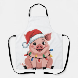 Pig Christmas Santa Hat Xmas Holiday Xmas Pigmass Apron