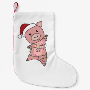 Pig Christmas Snow Winter Animals Pigs Adult Cloth Small Christmas Stocking