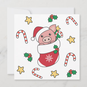 Pig Christmas Snow Winter Animals Pigs Holiday Card