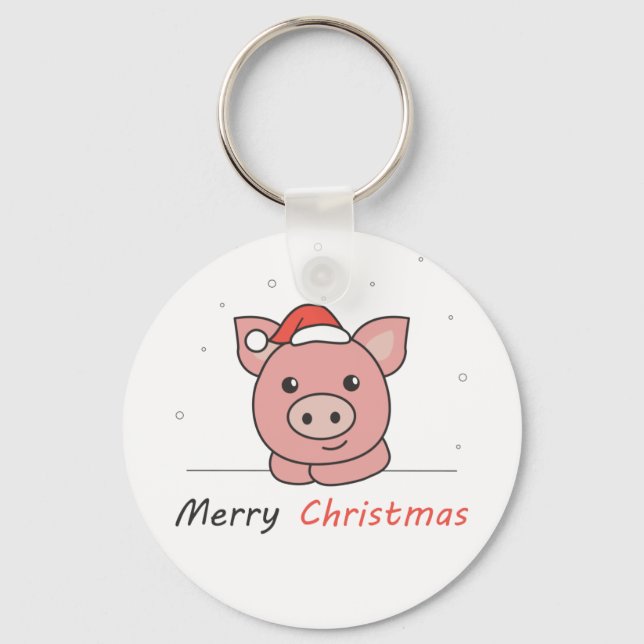 Pig Christmas Snow Winter Animals Pigs Key Ring (Front)