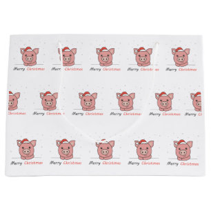 Pig Christmas Snow Winter Animals Pigs Large Gift Bag