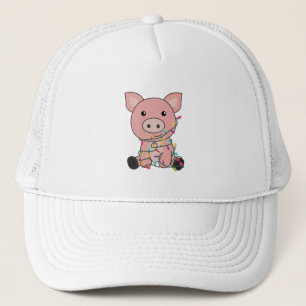 Pig Christmas Snow Winter Animals Pigs Trucker Hat