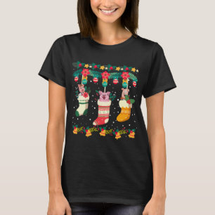 Pig Christmas Stocks X-mas Lights Pajama Matching  T-Shirt