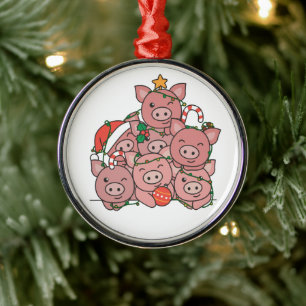 Pig Christmas Tree Funny Animal Christmas Ceramic Metal Ornament