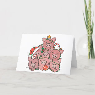 Pig Christmas Tree Funny Animal Christmas Holiday  Card