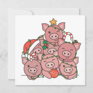 Pig Christmas Tree Funny Animal Christmas Invitati Invitation