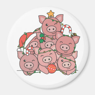 Pig Christmas Tree Funny Animal Christmas Magnet